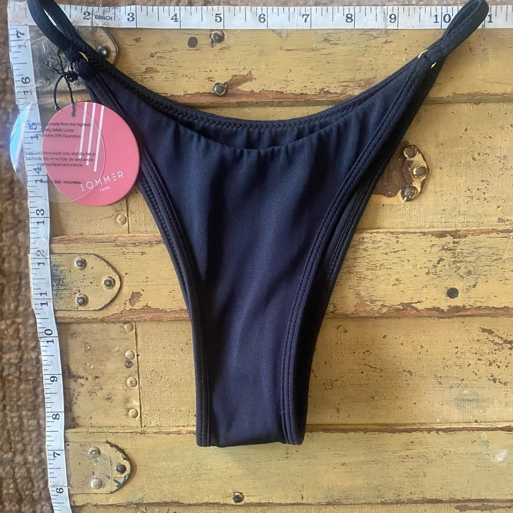 SOMMER SWIM BIKINI BOTTOMS BLACK BRAZILIAN NWT - Picture 4 of 14
